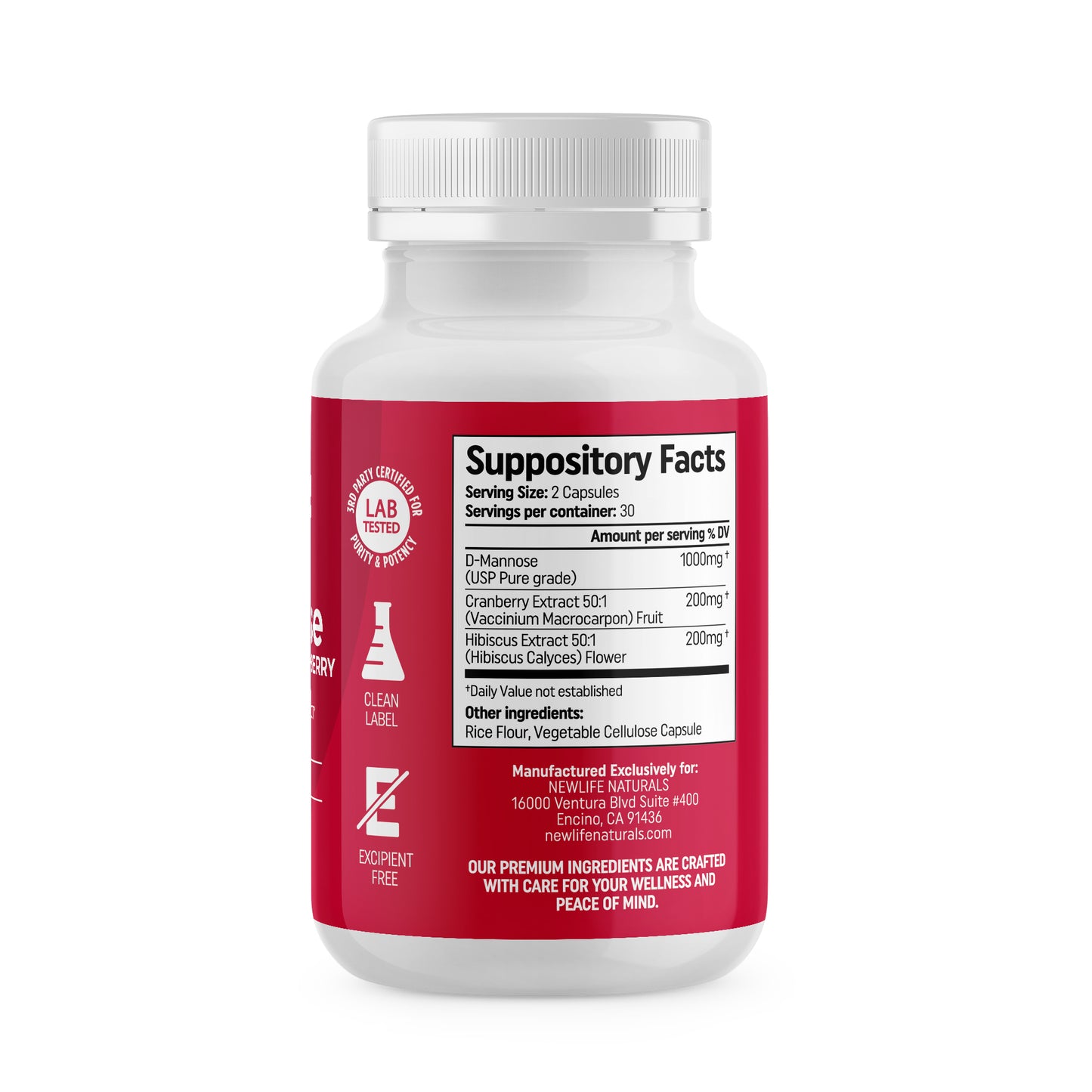D-Mannose with Cranberry and Hibiscus - 60 Capsules