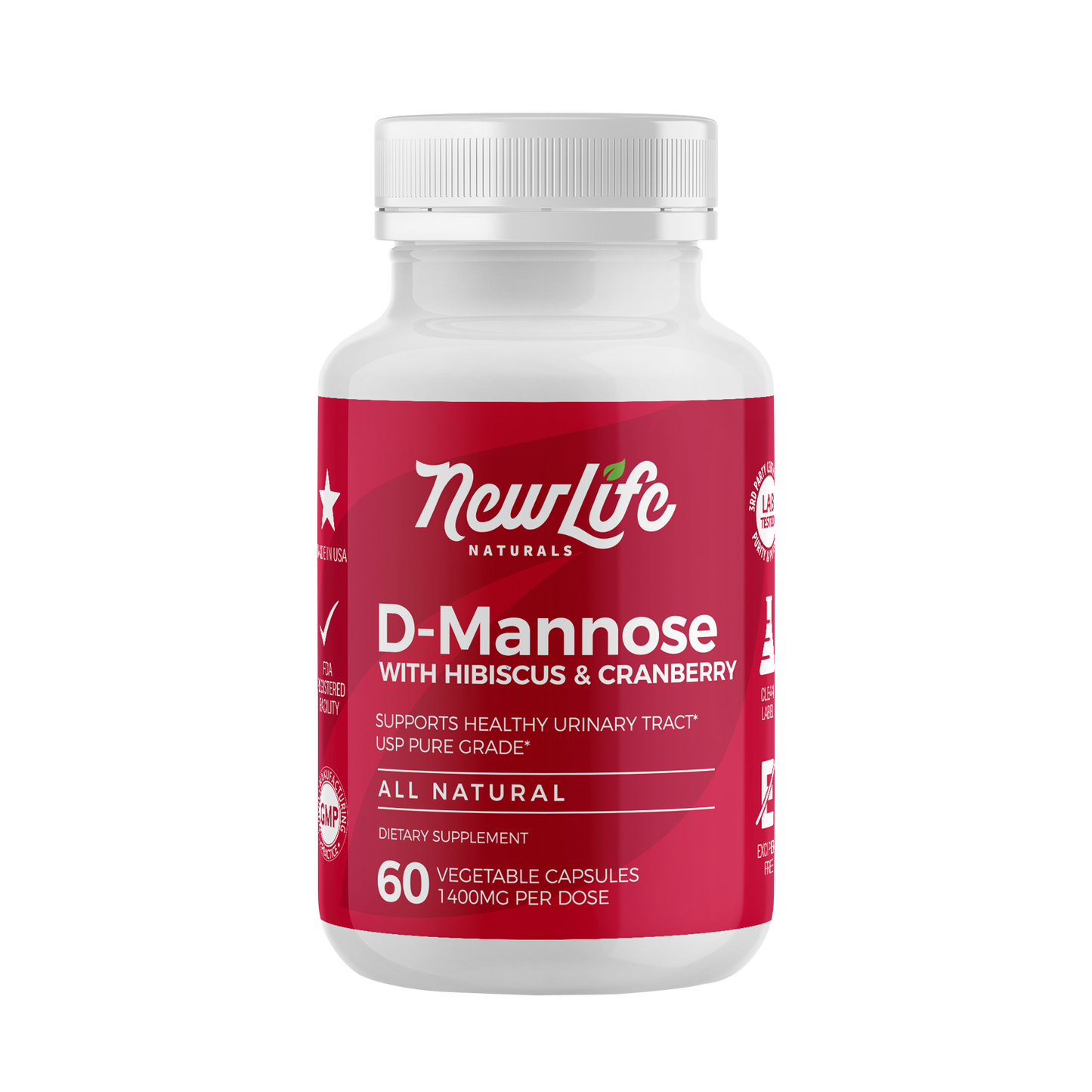 D-Mannose with Cranberry and Hibiscus - 60 Capsules